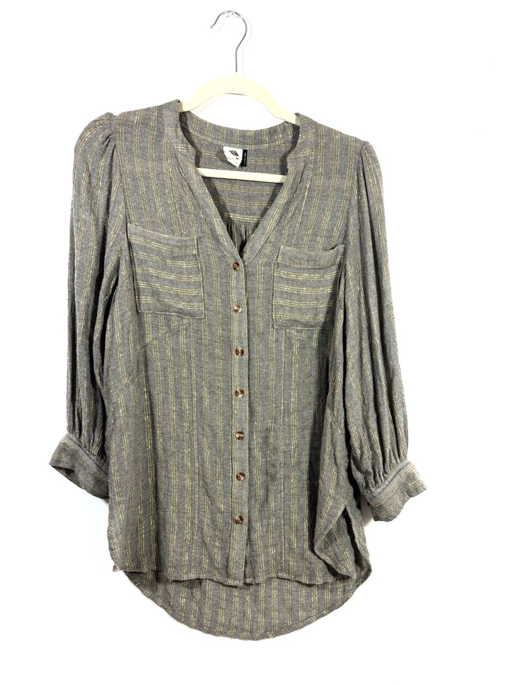 Anthropologie Akemi + Kin Itzel Metallic Striped Button Down Blouse - Size 6